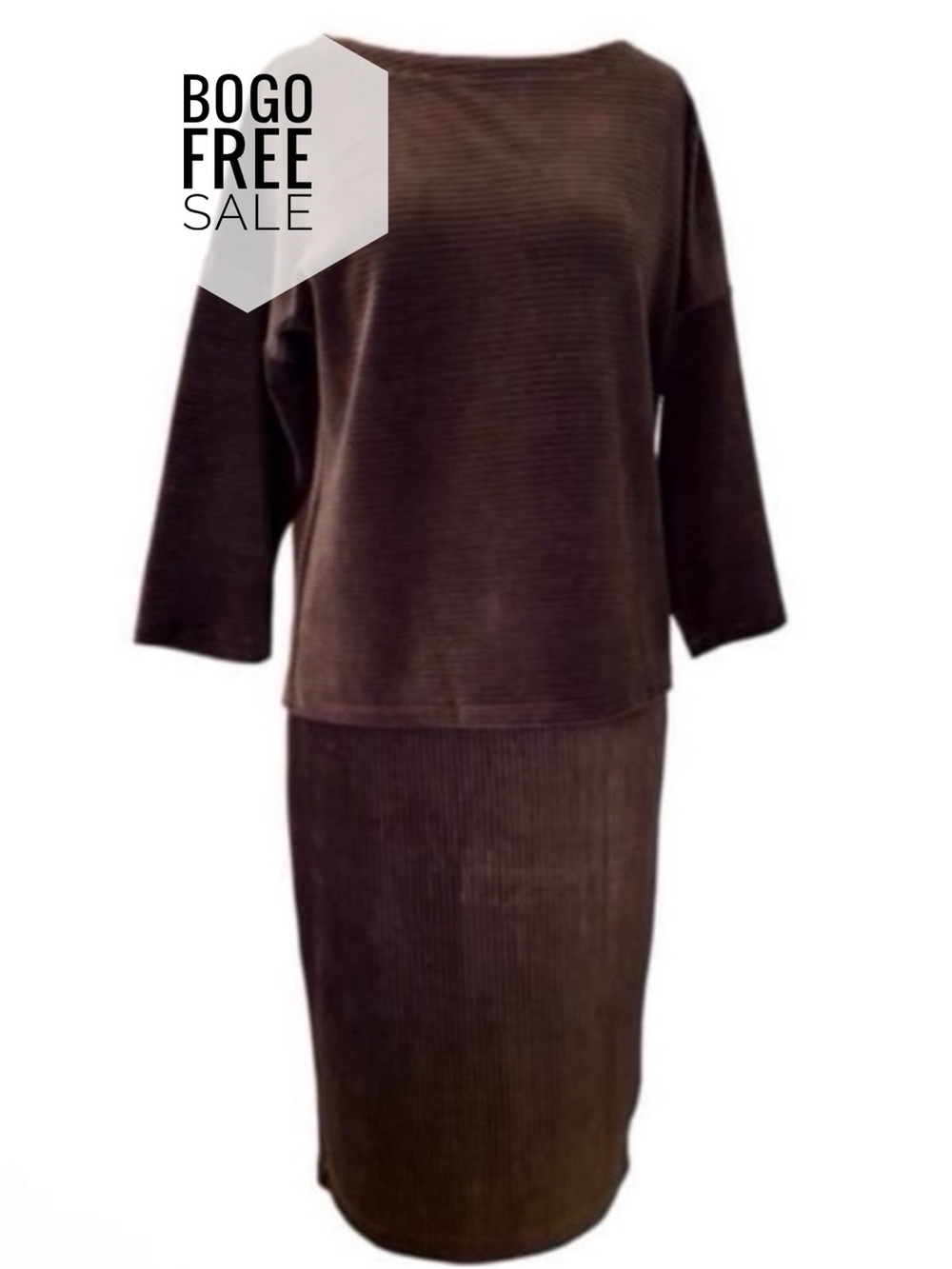 J. Jill Ribbed Velour Midi Skirt Set